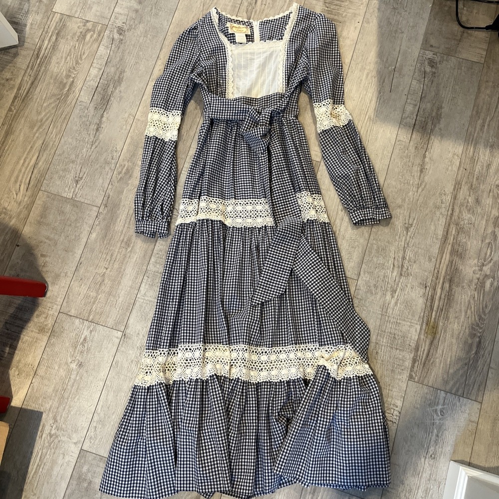 Gunne Sax Calico Dress Vtg‎ 70s Jessica McClintock Prairie Tiered Cottagecore 11